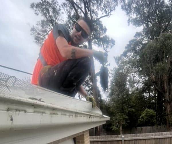 cleaning the roof and gutter